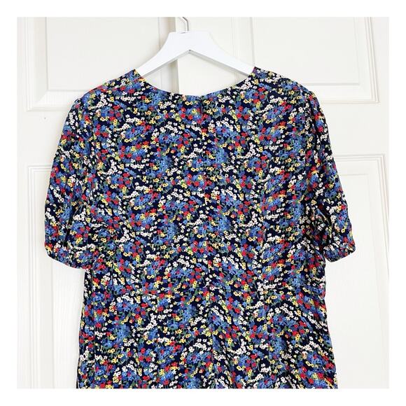 Boden Tessa Ditsy Floral Puff Sleeve Midi Dress Viscose Multi Color Sz 12L - Picture 7 of 11